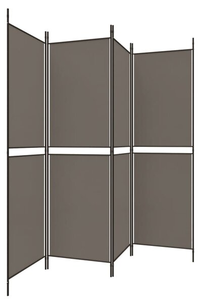 4 paneles antracitszürke szövet térelválasztó 200x200 cm