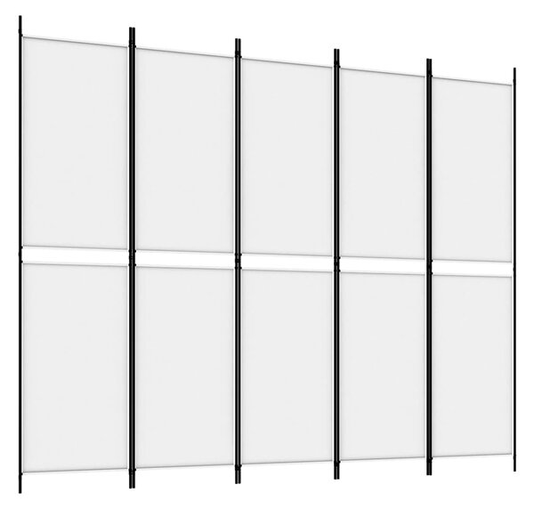 Fehér 5 paneles paraván 250x200 cm szövet