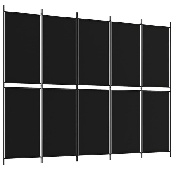 5 paneles fekete szövet térelválasztó 250x200 cm
