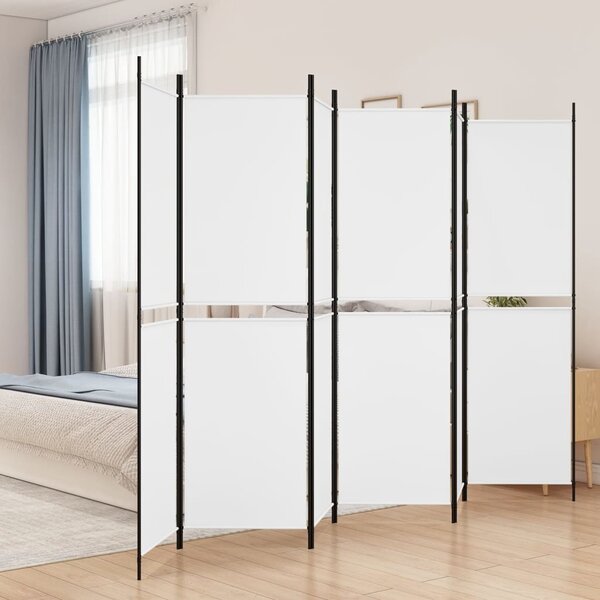 6 paneles fehér szövet térelválasztó 300x200 cm