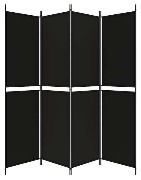 4 paneles fekete szövet térelválasztó 200 x 200 cm