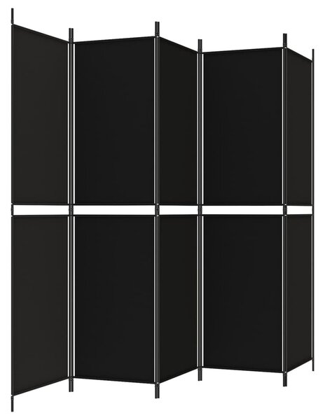 5 paneles fekete szövet térelválasztó 250x200 cm