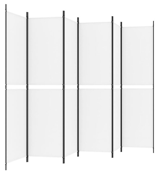 6 paneles fehér szövet térelválasztó 300x200 cm