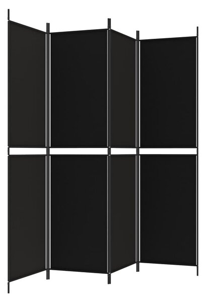 4 paneles fekete szövet térelválasztó 200 x 200 cm