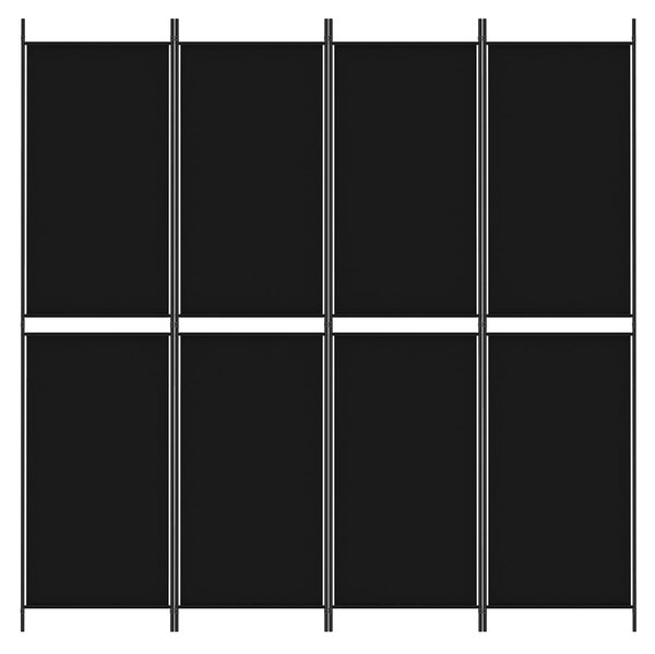 4 paneles fekete szövet térelválasztó 200 x 200 cm