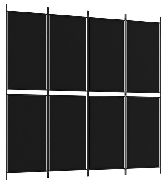 4 paneles fekete szövet térelválasztó 200 x 200 cm