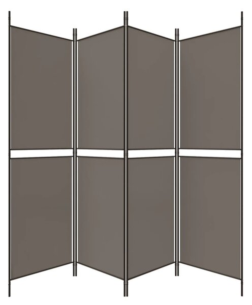 4 paneles antracitszürke szövet térelválasztó 200x200 cm