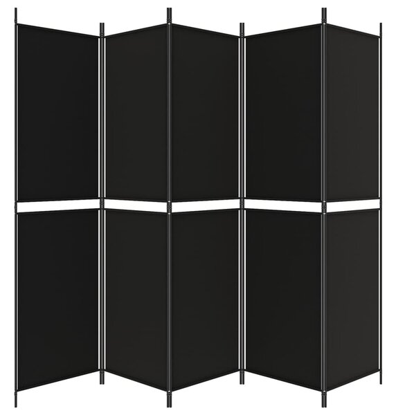 5 paneles fekete szövet térelválasztó 250x200 cm