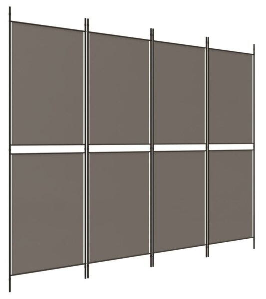 4 paneles antracitszürke szövet térelválasztó 200x200 cm