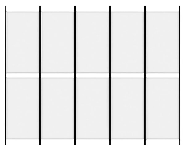 Fehér 5 paneles paraván 250x200 cm szövet