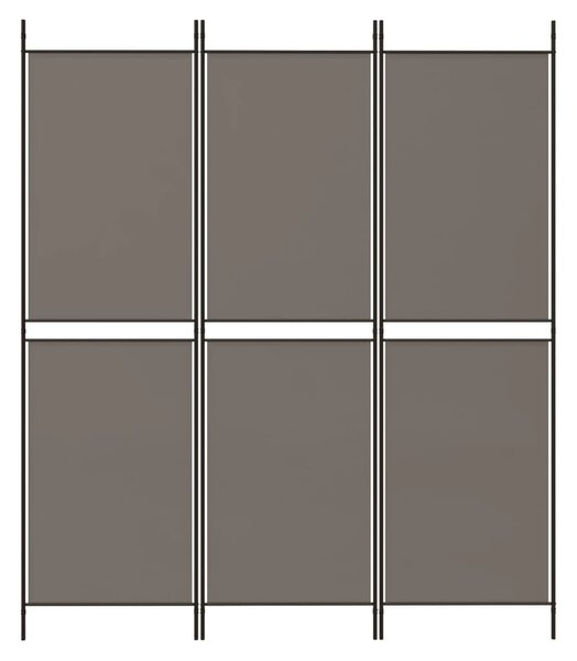 3 paneles antracitszürke szövet térelválasztó 150 x 220 cm