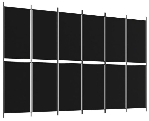 6 paneles fekete szövet térelválasztó 300x200 cm