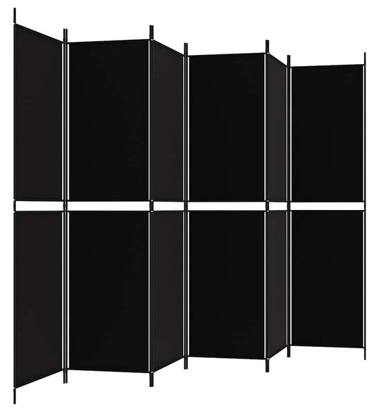 6 paneles fekete szövet térelválasztó 300x200 cm