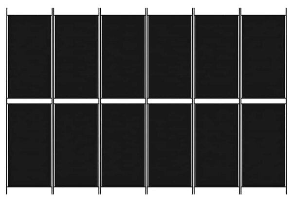 6 paneles fekete szövet térelválasztó 300x200 cm