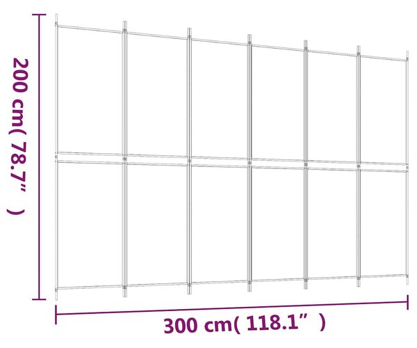 6 paneles fekete szövet térelválasztó 300x200 cm