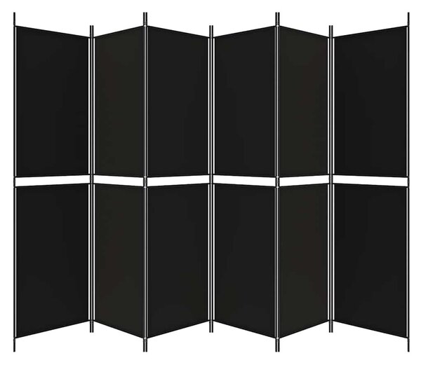 6 paneles fekete szövet térelválasztó 300x200 cm