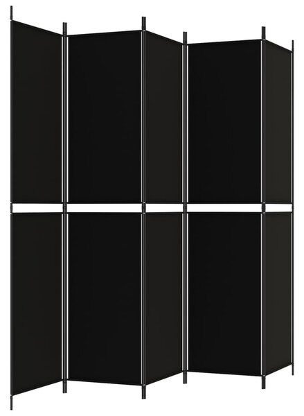 5 paneles fekete szövet térelválasztó 250x220 cm