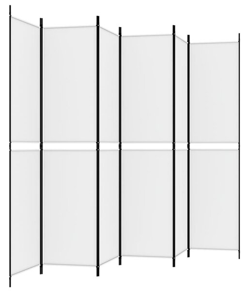 6 paneles fehér szövet térelválasztó 250 x 220 cm