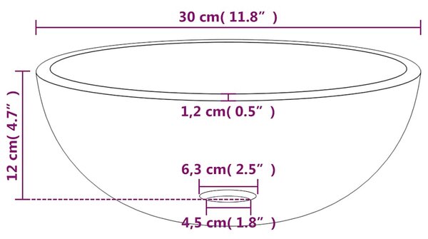 Matt edzett üveg mosdókagyló 30x12 cm