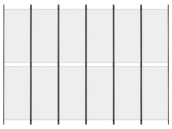 6 paneles fehér szövet térelválasztó 250 x 220 cm