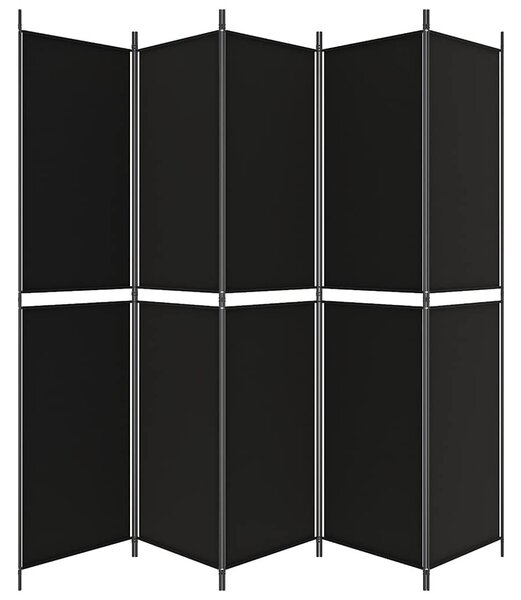 5 paneles fekete szövet térelválasztó 250x220 cm