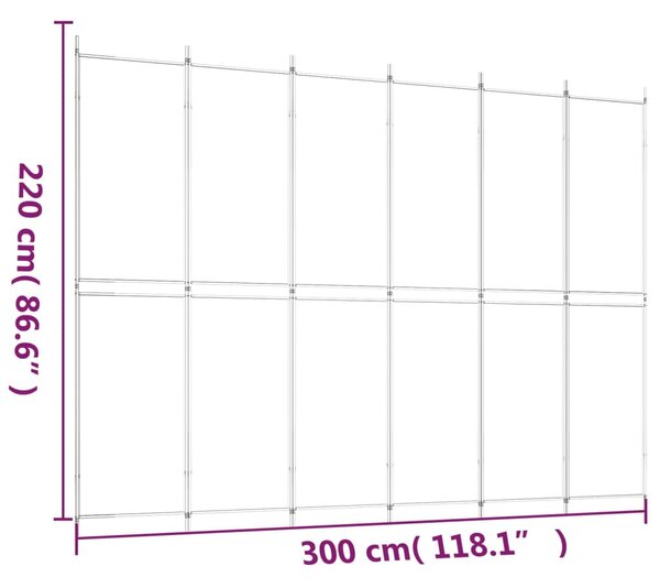 6 paneles fekete szövet térelválasztó 300x220 cm