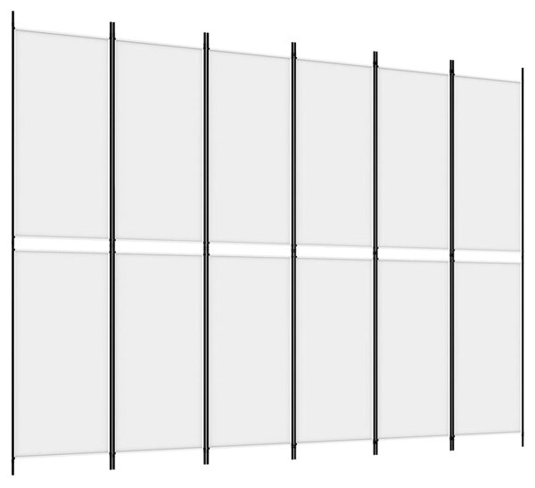 6 paneles fehér szövet térelválasztó 250 x 220 cm