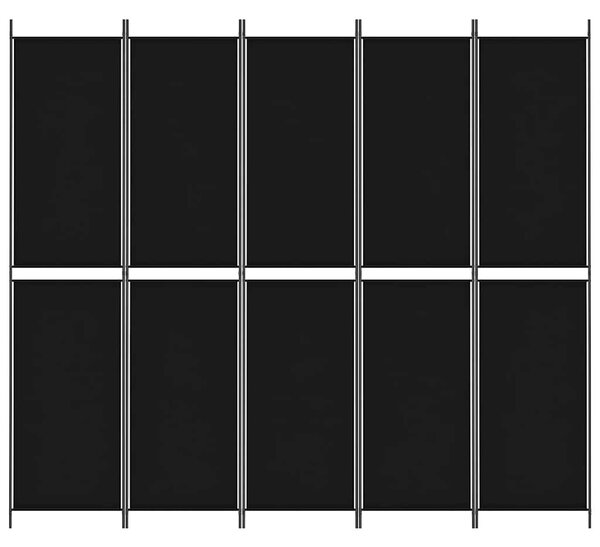 5 paneles fekete szövet térelválasztó 250x220 cm