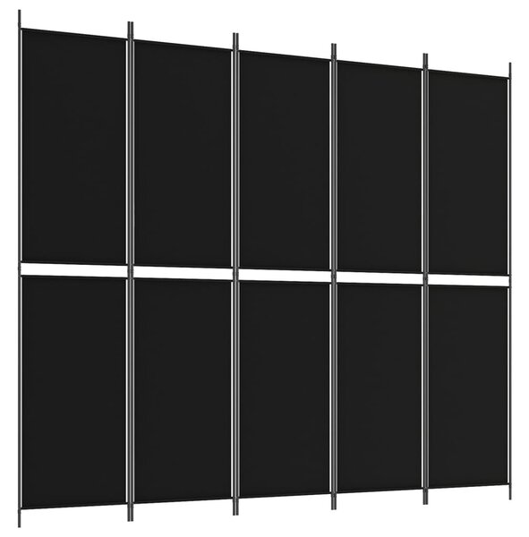 5 paneles fekete szövet térelválasztó 250x220 cm