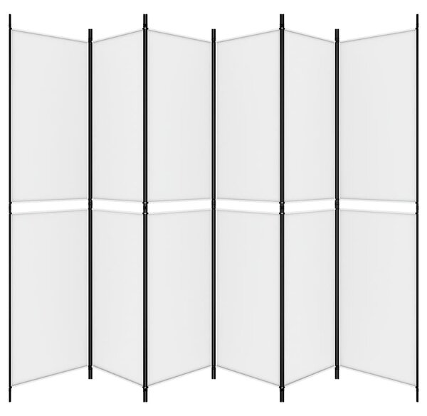 6 paneles fehér szövet térelválasztó 250 x 220 cm