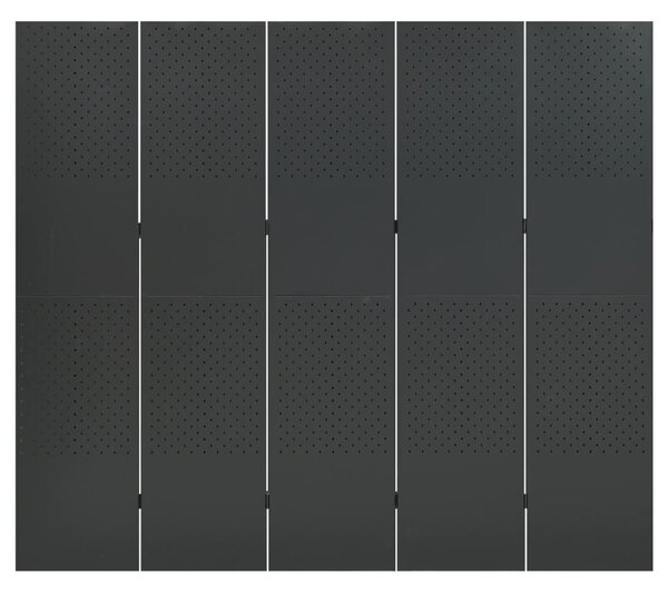 Antracitszürke acél 5-paneles paraván 200 x 180 cm