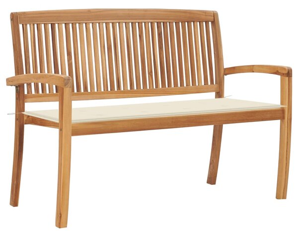 Tömör tíkfa rakásolható kerti pad párnával 128,5 cm