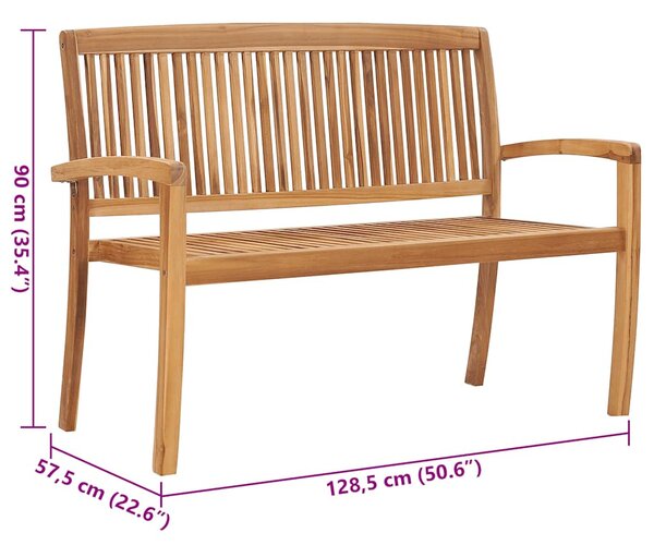 Tömör tíkfa rakásolható kerti pad párnával 128,5 cm