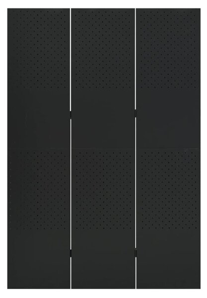 Fekete acél 3-paneles térelválasztó 120 x 180 cm