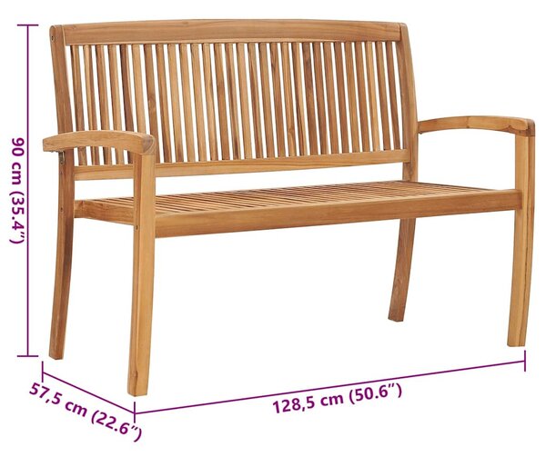 Tömör tíkfa rakásolható kerti pad párnával 128,5 cm