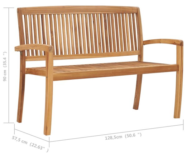 Tömör tíkfa rakásolható kerti pad párnával 128,5 cm