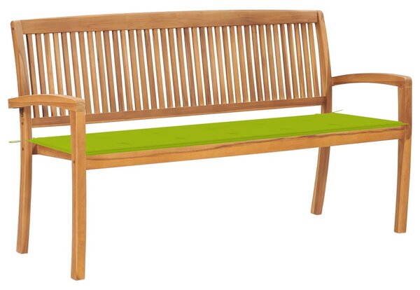 Tömör tíkfa rakásolható kerti pad párnával 159 cm