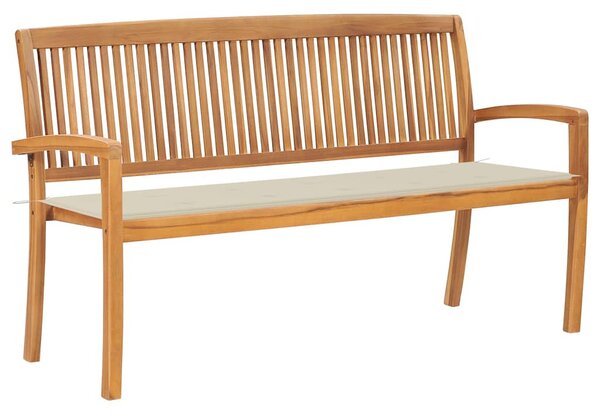 Tömör tíkfa rakásolható kerti pad párnával 159 cm