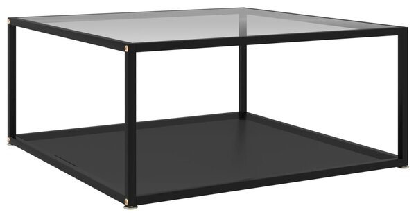 322896 Coffee Table Transparent and Black 80x80x35 cm Tempered Glass