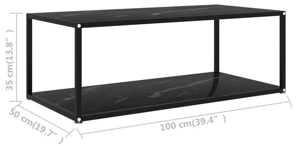 Fekete edzett üveg dohányzóasztal 100 x 50 x 35 cm