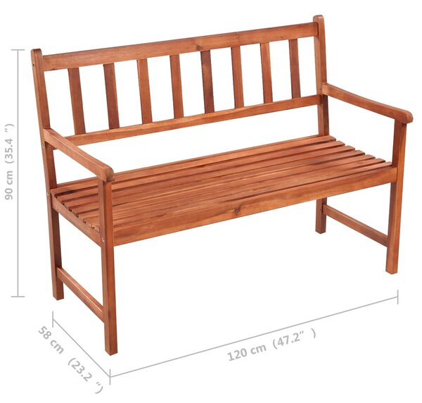 Tömör akácfa kerti pad párnával 120 cm