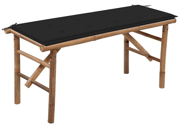 Összecsukható bambusz kerti pad párnával 118 cm