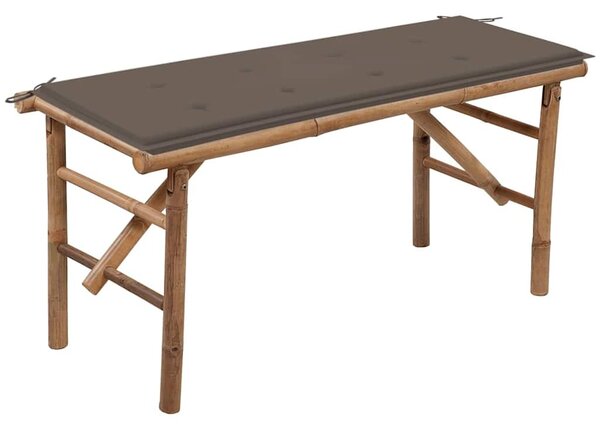 Összecsukható bambusz kerti pad párnával 118 cm