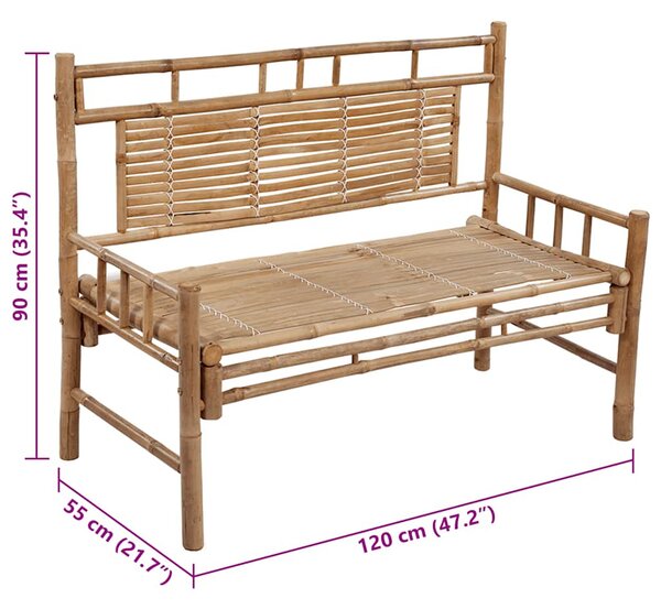 Bambusz kerti pad párnával 120 cm