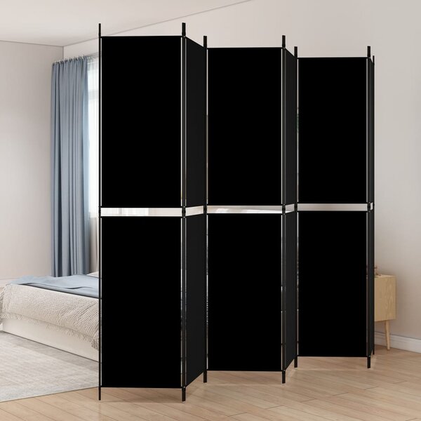 6 paneles fekete szövet térelválasztó 300x220 cm