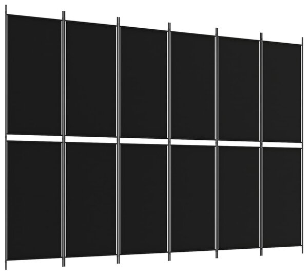 6 paneles fekete szövet térelválasztó 300x220 cm