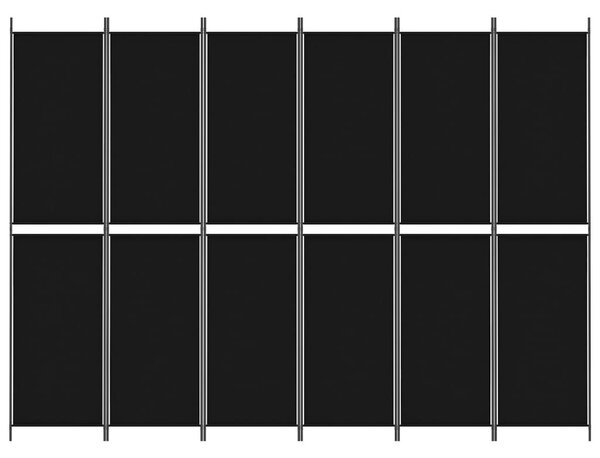 6 paneles fekete szövet térelválasztó 300x220 cm
