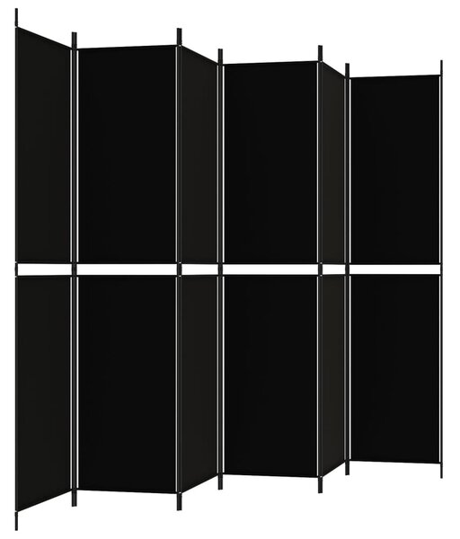 6 paneles fekete szövet térelválasztó 300x220 cm