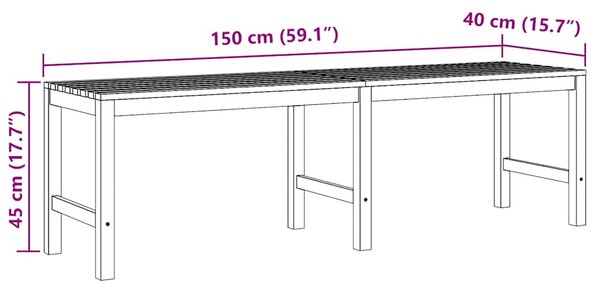 Tömör tíkfa kerti pad 150 cm