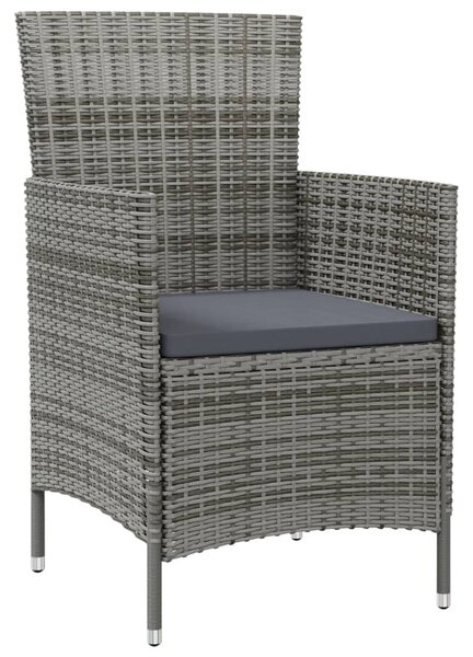 4 db szürke polyrattan kerti szék párnával